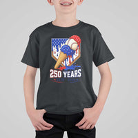 250 Years Baseball Ice Cream Drip 4th of July USA Flag T Shirt For Kid