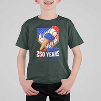250 Years Baseball Ice Cream Drip 4th of July USA Flag T Shirt For Kid