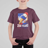 250 Years Baseball Ice Cream Drip 4th of July USA Flag T Shirt For Kid