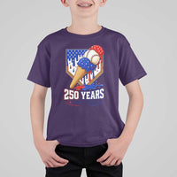250 Years Baseball Ice Cream Drip 4th of July USA Flag T Shirt For Kid