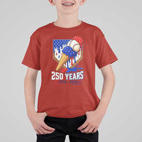 250 Years Baseball Ice Cream Drip 4th of July USA Flag T Shirt For Kid