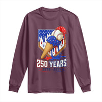 250 Years Baseball Ice Cream Drip 4th of July USA Flag Long Sleeve Shirt