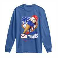 250 Years Baseball Ice Cream Drip 4th of July USA Flag Long Sleeve Shirt