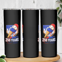 250 Years Baseball Ice Cream Drip 4th of July USA Flag Skinny Tumbler