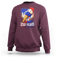 250 Years Baseball Ice Cream Drip 4th of July USA Flag Sweatshirt