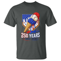 250 Years Baseball Ice Cream Drip 4th of July USA Flag T Shirt