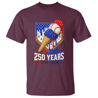 250 Years Baseball Ice Cream Drip 4th of July USA Flag T Shirt