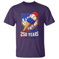 250 Years Baseball Ice Cream Drip 4th of July USA Flag T Shirt