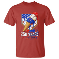250 Years Baseball Ice Cream Drip 4th of July USA Flag T Shirt