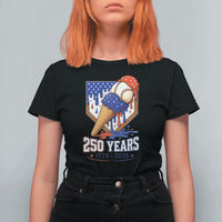 250 Years Baseball Ice Cream Drip 4th of July USA Flag T Shirt For Women