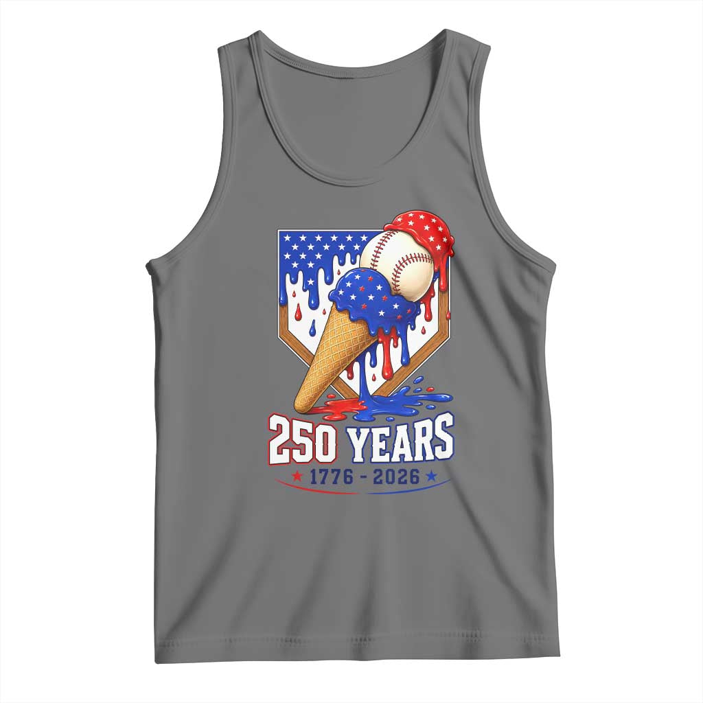 250 Years Baseball Ice Cream Drip 4th of July USA Flag Tank Top