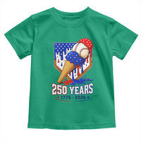 250 Years Baseball Ice Cream Drip 4th of July USA Flag Toddler T Shirt