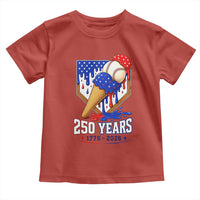250 Years Baseball Ice Cream Drip 4th of July USA Flag Toddler T Shirt
