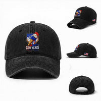 250 Years Baseball Ice Cream Drip 4th of July USA Flag Washed Cotton Baseball Cap