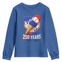 250 Years Baseball Ice Cream Drip 4th of July USA Flag Youth Sweatshirt