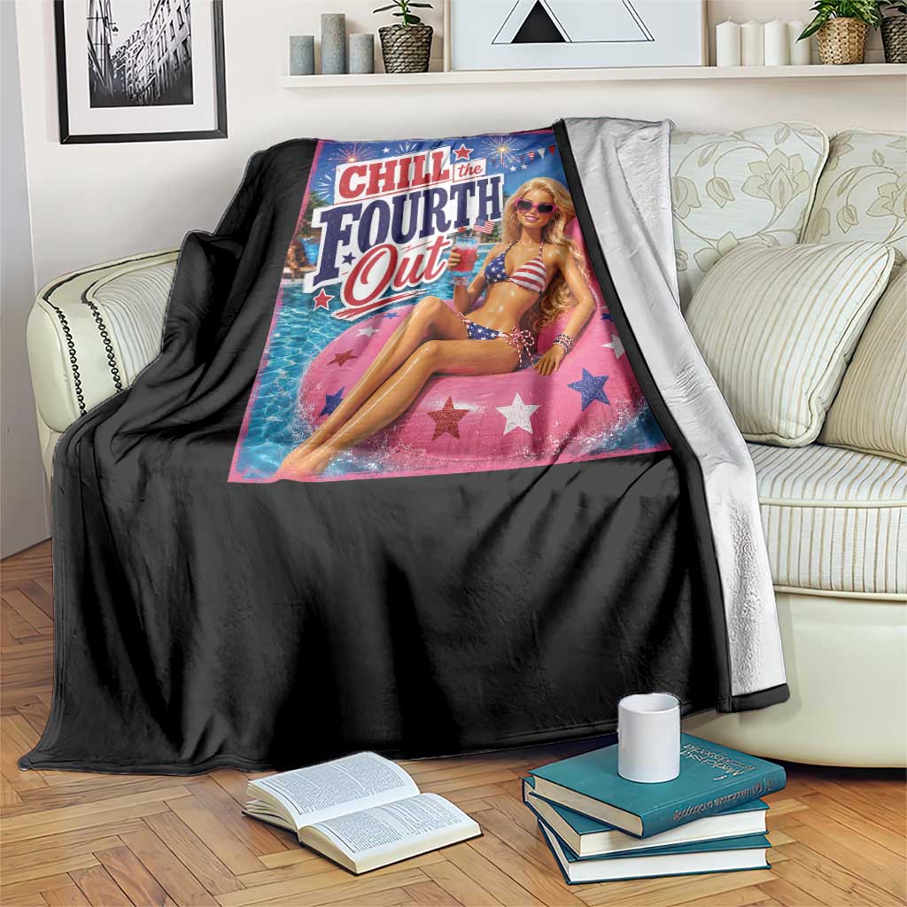 Chill The Fourth Out Doll Meme 4th of July Throw Blanket