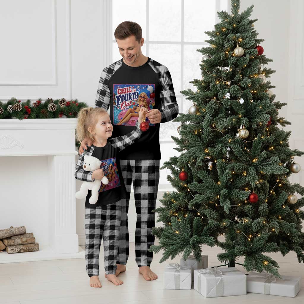 Chill The Fourth Out Doll Meme 4th of July Plaid Pajama Set