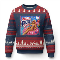 Chill The Fourth Out Doll Meme 4th of July Ugly Christmas Sweater