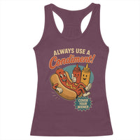 Always Use A Condiment Cover Your Wiener Funny Hot Dog Racerback Tank Top