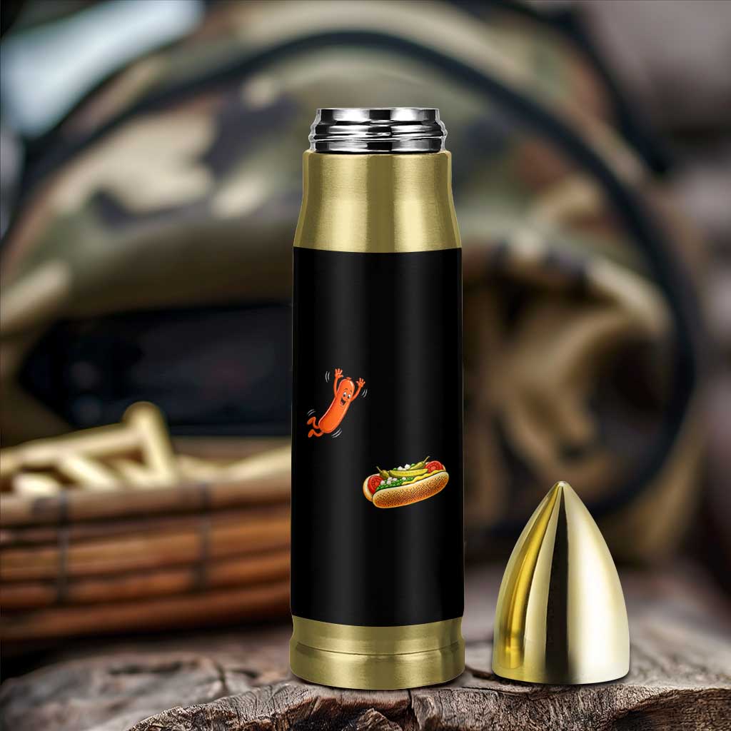 Funny Chicago Style Hot Dog Sausage Jumping Into Bun BBQ Bullet Tumbler