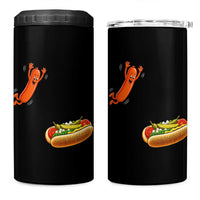 Funny Chicago Style Hot Dog Sausage Jumping Into Bun BBQ 4 in 1 Can Cooler Tumbler