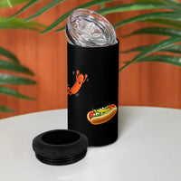 Funny Chicago Style Hot Dog Sausage Jumping Into Bun BBQ 4 in 1 Can Cooler Tumbler