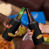 Funny Chicago Style Hot Dog Sausage Jumping Into Bun BBQ 4 in 1 Can Cooler Tumbler