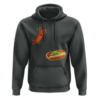 Funny Chicago Style Hot Dog Sausage Jumping Into Bun BBQ Hoodie
