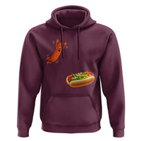Funny Chicago Style Hot Dog Sausage Jumping Into Bun BBQ Hoodie