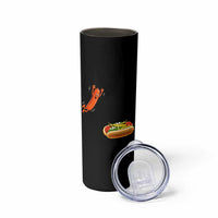 Funny Chicago Style Hot Dog Sausage Jumping Into Bun BBQ Skinny Tumbler