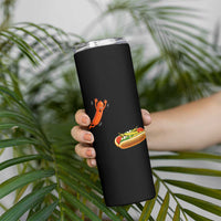 Funny Chicago Style Hot Dog Sausage Jumping Into Bun BBQ Skinny Tumbler