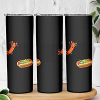 Funny Chicago Style Hot Dog Sausage Jumping Into Bun BBQ Skinny Tumbler