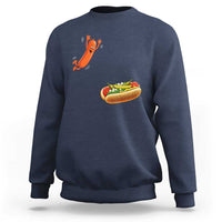 Funny Chicago Style Hot Dog Sausage Jumping Into Bun BBQ Sweatshirt