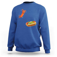 Funny Chicago Style Hot Dog Sausage Jumping Into Bun BBQ Sweatshirt