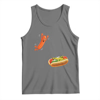 Funny Chicago Style Hot Dog Sausage Jumping Into Bun BBQ Tank Top