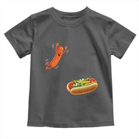 Funny Chicago Style Hot Dog Sausage Jumping Into Bun BBQ Toddler T Shirt