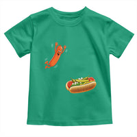 Funny Chicago Style Hot Dog Sausage Jumping Into Bun BBQ Toddler T Shirt