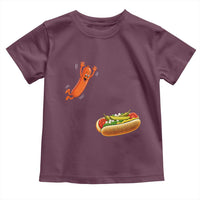 Funny Chicago Style Hot Dog Sausage Jumping Into Bun BBQ Toddler T Shirt