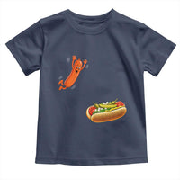 Funny Chicago Style Hot Dog Sausage Jumping Into Bun BBQ Toddler T Shirt