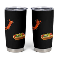Funny Chicago Style Hot Dog Sausage Jumping Into Bun BBQ Tumbler Cup