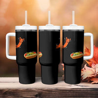 Funny Chicago Style Hot Dog Sausage Jumping Into Bun BBQ Tumbler With Handle