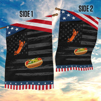 Funny Chicago Style Hot Dog Sausage Jumping Into Bun BBQ Patriotic Garden Flag