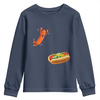 Funny Chicago Style Hot Dog Sausage Jumping Into Bun BBQ Youth Sweatshirt