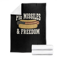 Pig Missiles And Freedom 4th of July Patriotic Hotdog Throw Blanket