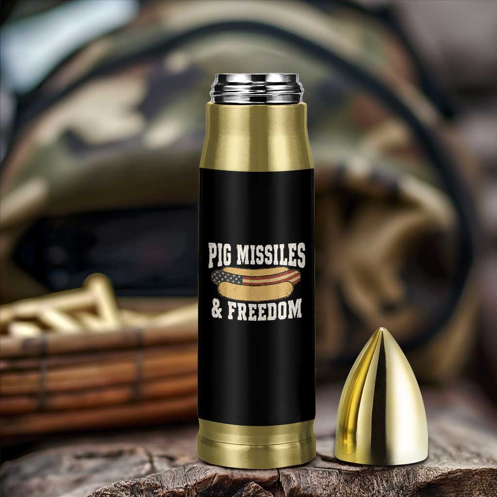 Pig Missiles And Freedom 4th of July Patriotic Hotdog Bullet Tumbler