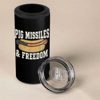 Pig Missiles And Freedom 4th of July Patriotic Hotdog 4 in 1 Can Cooler Tumbler