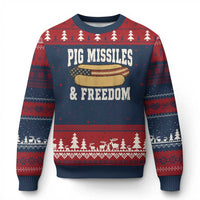 Pig Missiles And Freedom 4th of July Patriotic Hotdog Ugly Christmas Sweater