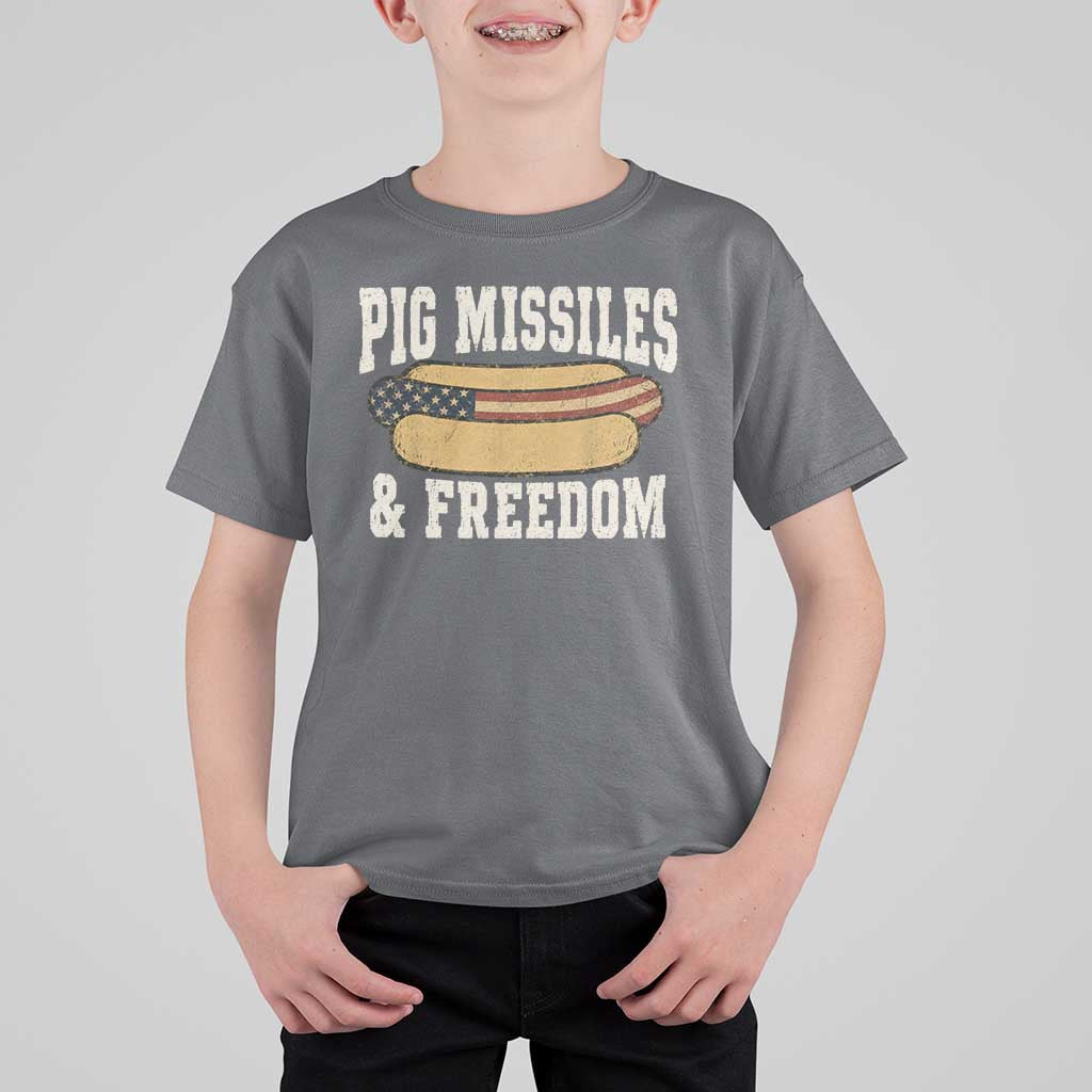 Pig Missiles And Freedom 4th of July Patriotic Hotdog T Shirt For Kid