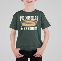 Pig Missiles And Freedom 4th of July Patriotic Hotdog T Shirt For Kid