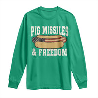 Pig Missiles And Freedom 4th of July Patriotic Hotdog Long Sleeve Shirt